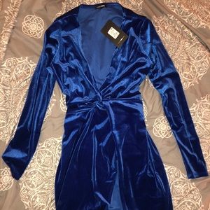Super Coat Velvet  Dress- Royal